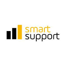 Logo for Smart Support: A design featuring a signal or wave icon integrated with the company name, symbolizing connectivity, communication, and efficient support services