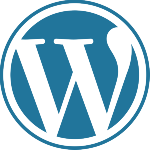 Wordpress logo with blue background