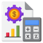 A vector illustration of a calculator with a miniature graph displayed in the background